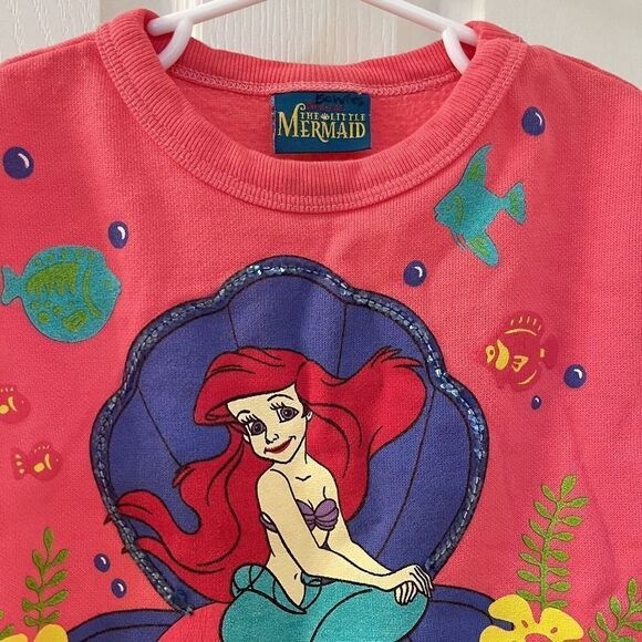 Vintage Disney The Little Mermaid Ariel Sweatshirt Pink Sequins USA Girls SZ 2T - Picture 2 of 15